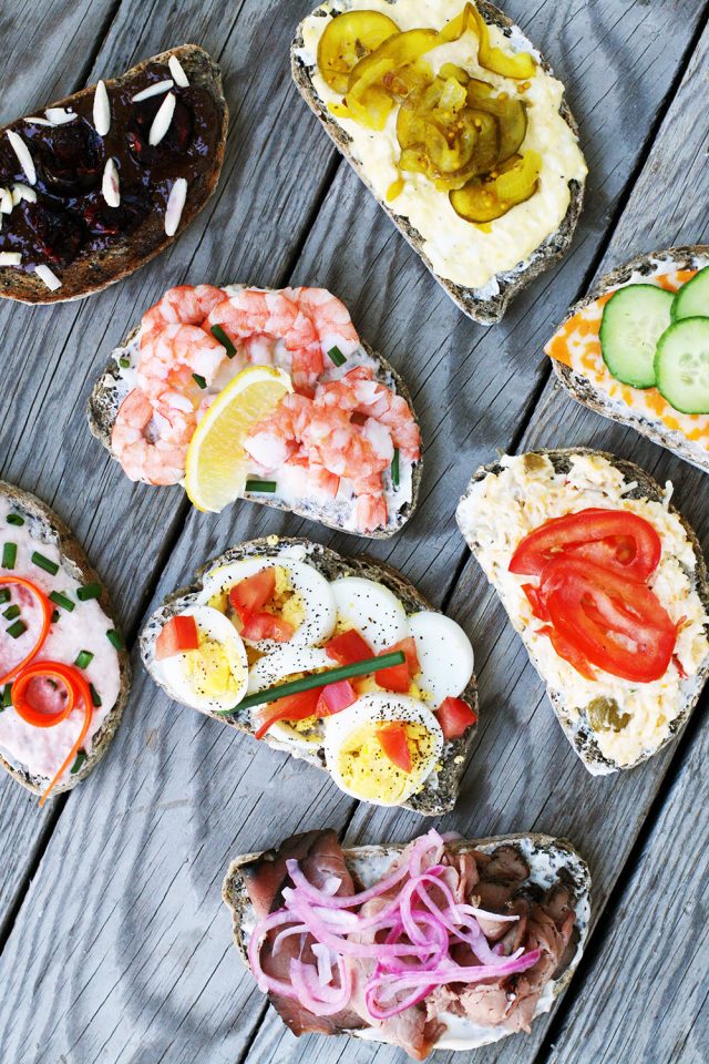 露面三明治:要做这些斯堪的纳维亚风格的三明治，吃什么都可以。